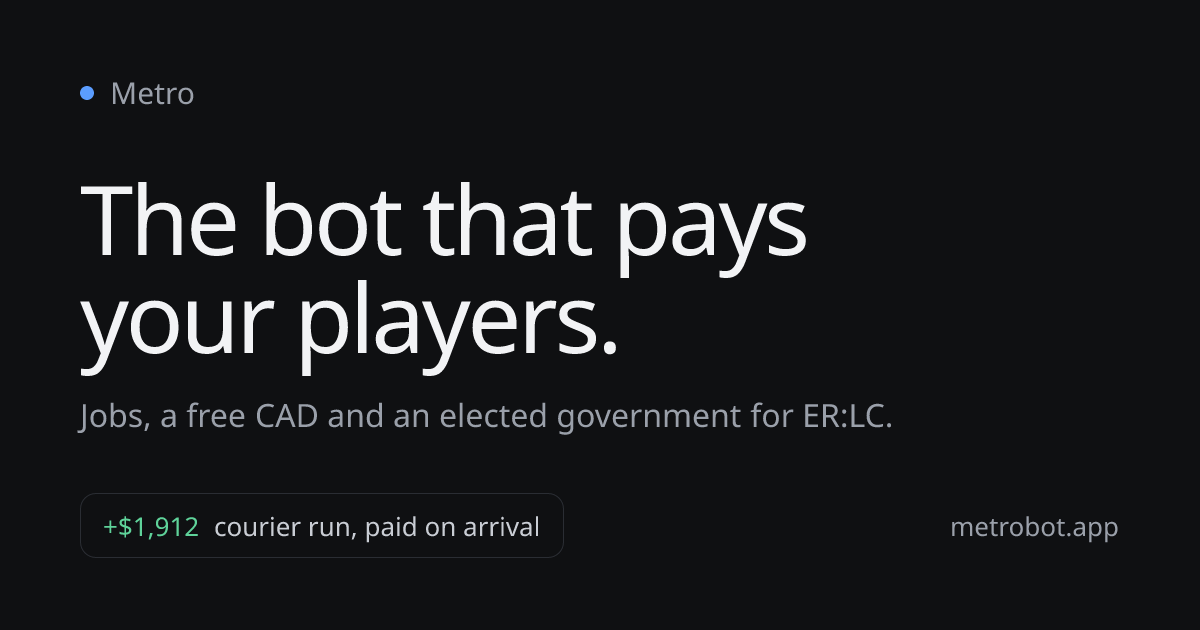 Metro — the ER:LC economy bot for Discord